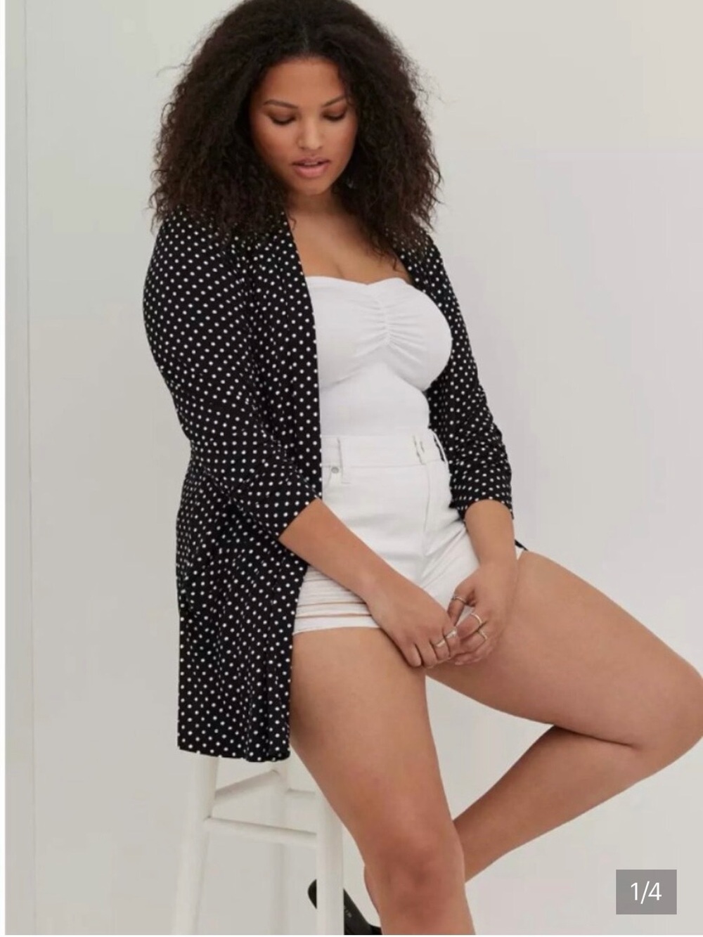 NWOT CeCe/ Polka Dot Black Lightweight Cardigan …..117 Hanger